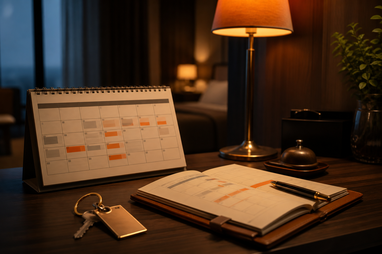 Calendario de ocupación hotelera en pantalla