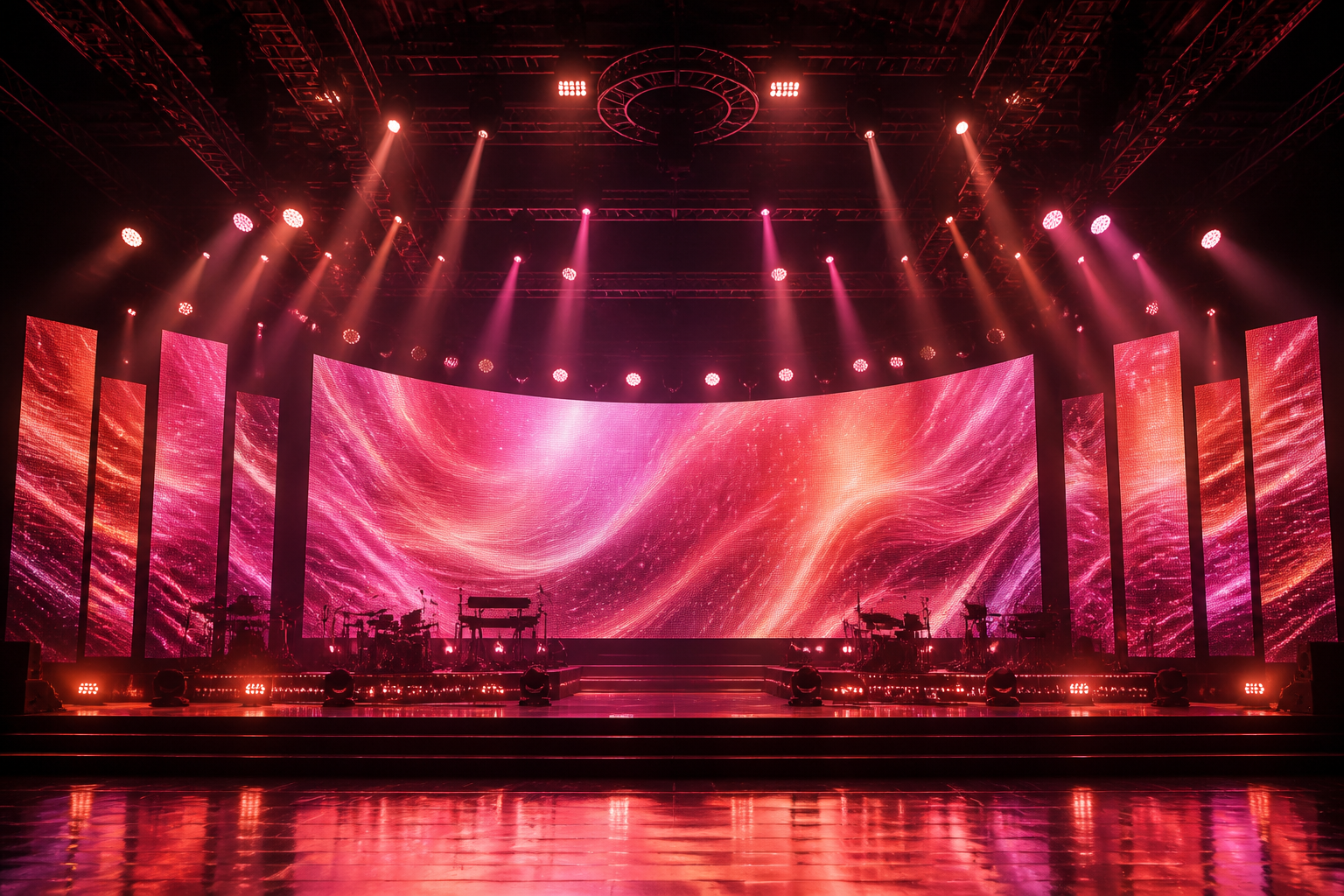 Pantalla LED de concierto con luces rose